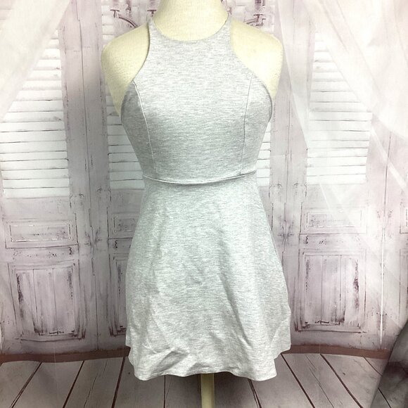 Lulus Grey Skater Dress Cross Back Sleeveless S - Picture 1 of 10